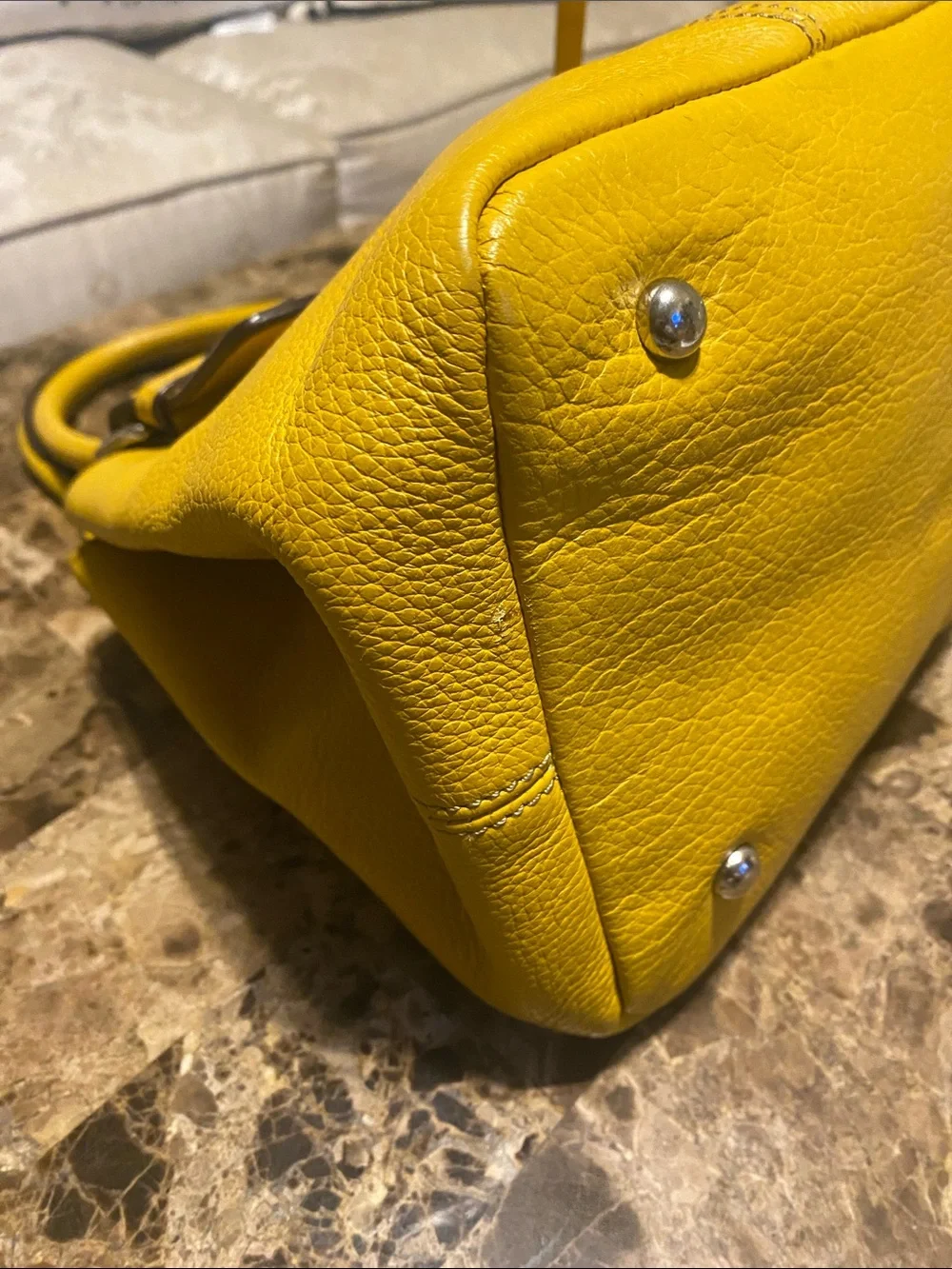 Tignanello Yellow Pebbled Leather Shoulder Bag